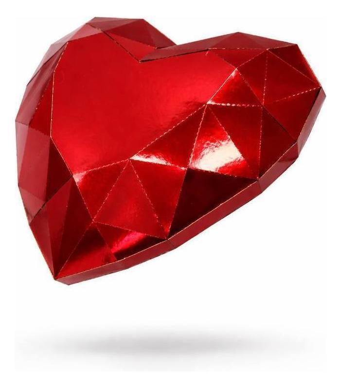 Сердце полигональное красное