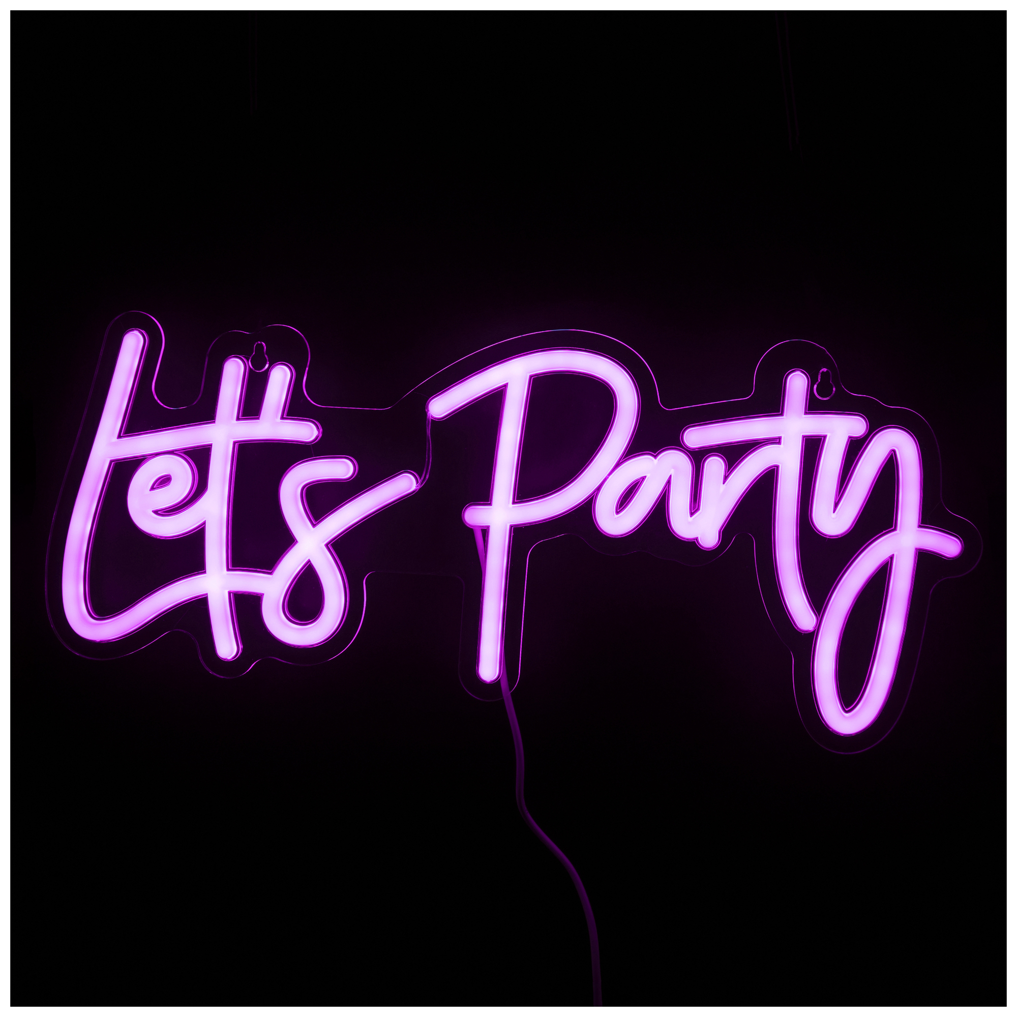 Неоновая вывеска "Let's party"