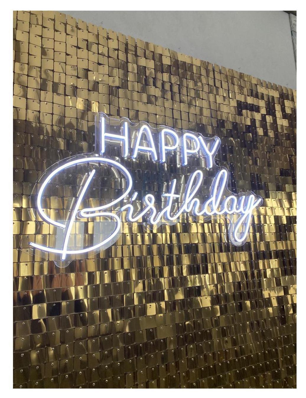 Неоновая надпись "Happy Birthday" в 2 строчки