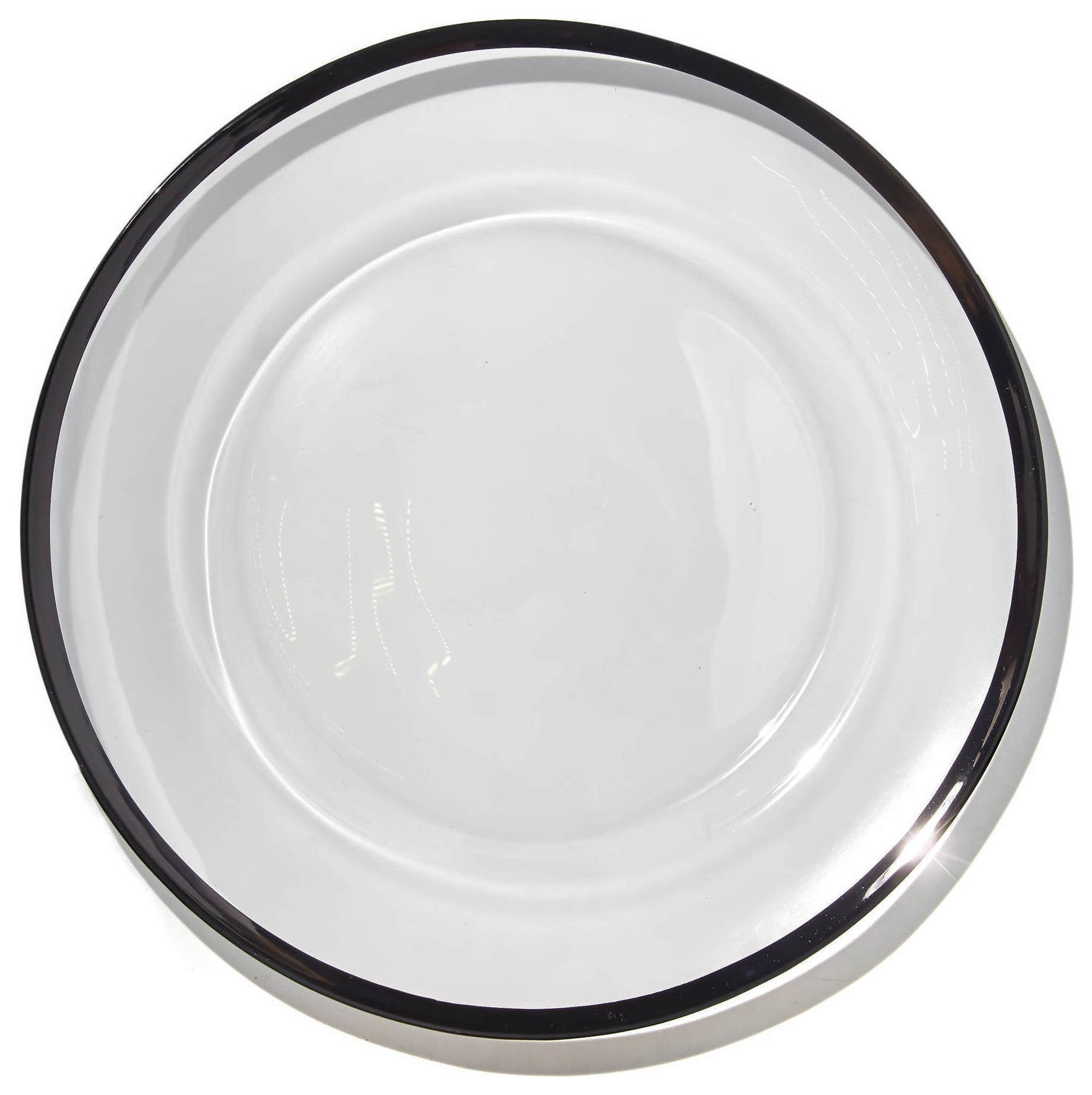 Тарелка «Бари» прозрачная с графитовым кантом