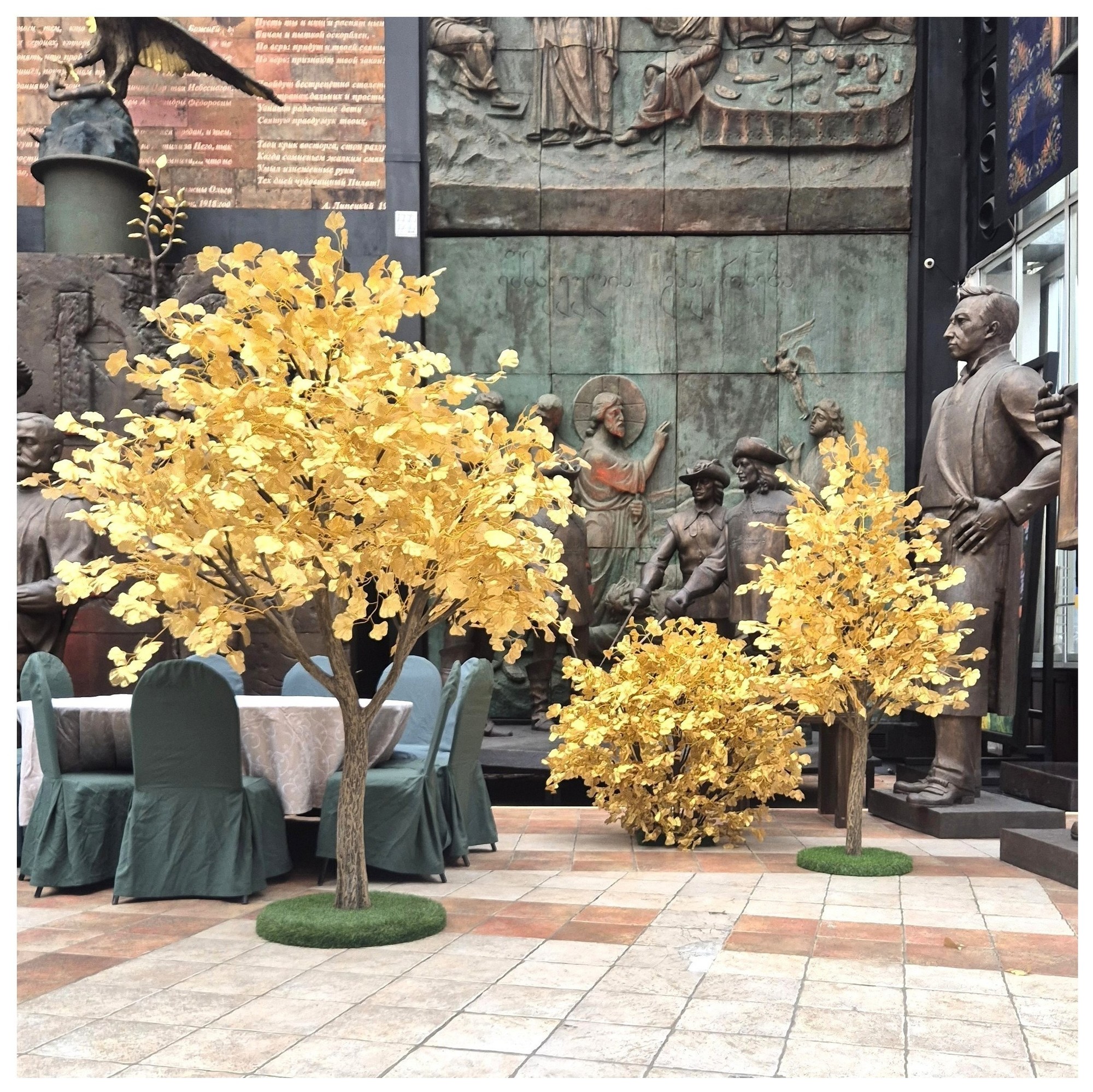 Сет "Трио" крупномер (дерево 250 см.,190 см., куст 120 см.),варианты листвы серебро, белый, цветущие