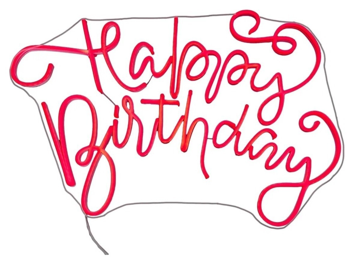 Неоновая вывеска "Happy Birthday"