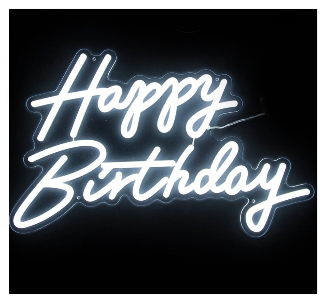 Неоновая вывеска "Happy birthday"