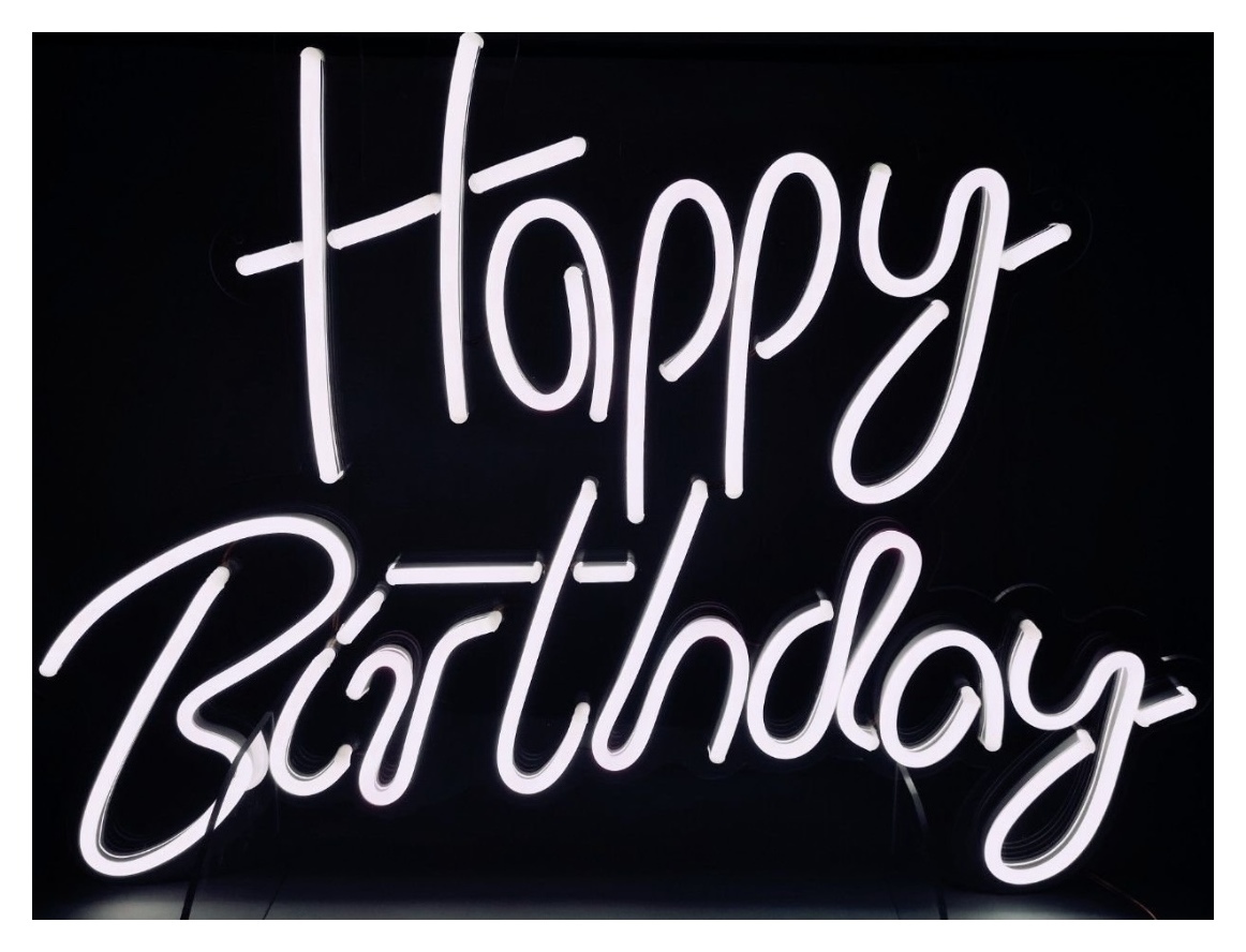 Неон «Happy Birthday»,  Сердце, С Днём Рождения,