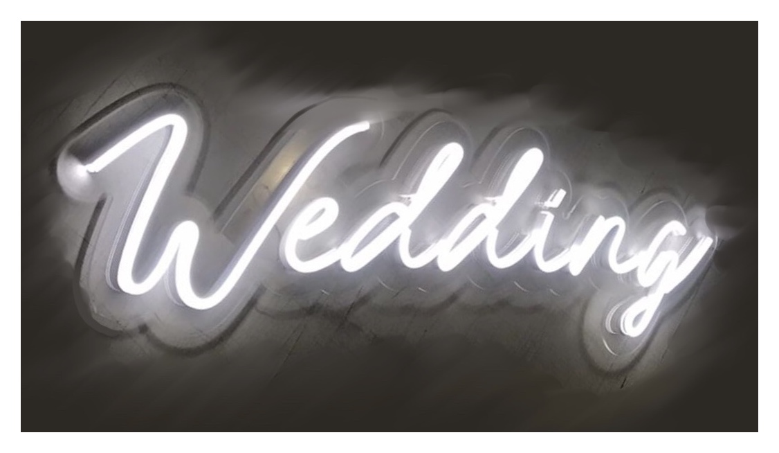 Неоновая надпись «Wedding»
