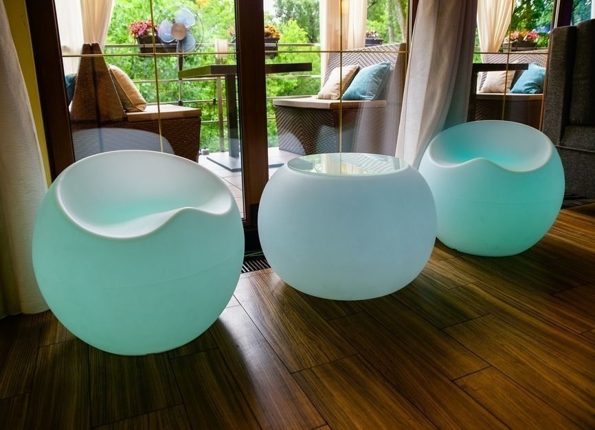 Светящийся LED RGB Пуф Apple