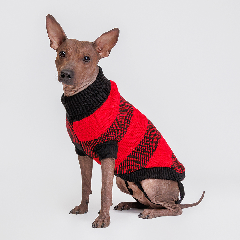 

Petmax Свитер для кошек и собак, 50 см, черно-красный