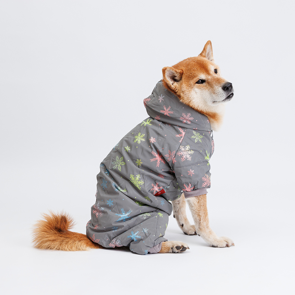 Petmax Комбинезон для собак, 3XL, серый со снежинками