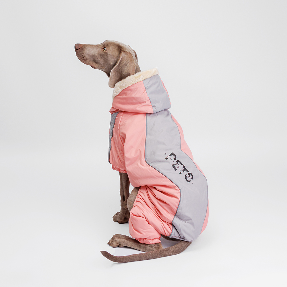 Petmax Комбинезон с капюшоном для собак, 4XL, розово-серый