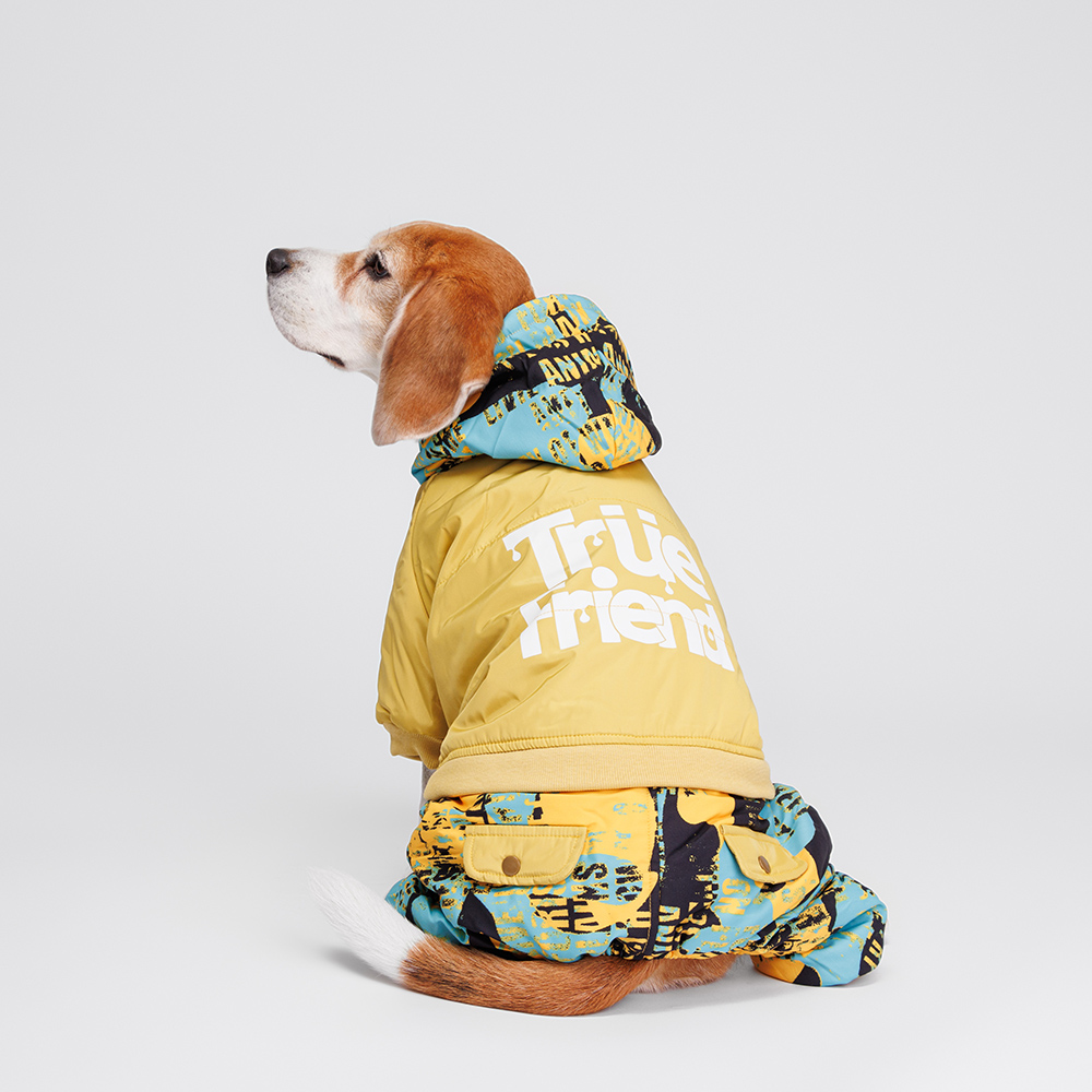 Petmax Комбинезон с капюшоном для собак, 4XL, желтый