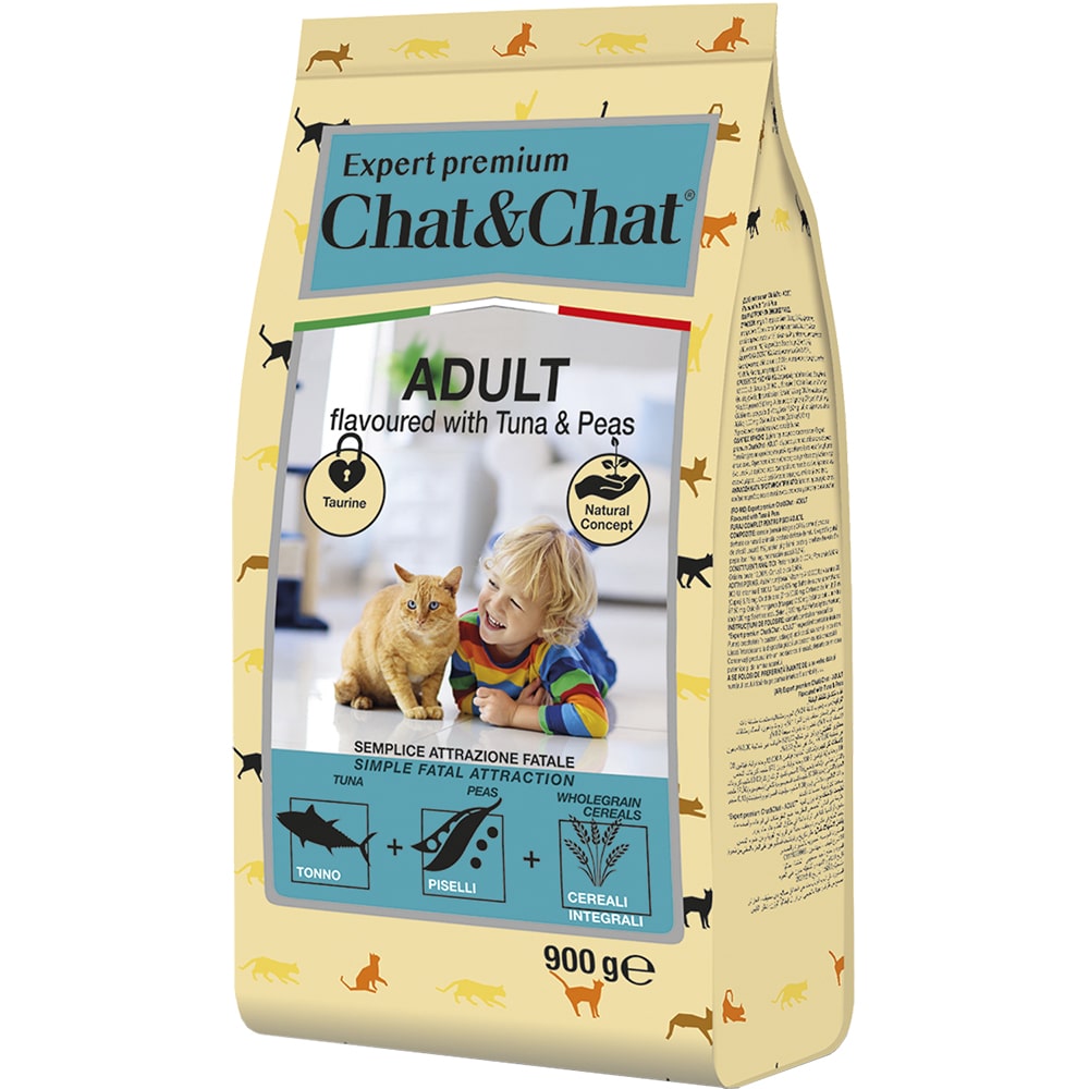 Chat&Chat Adult Сухой корм для кошек, с тунцом, 900 гр.