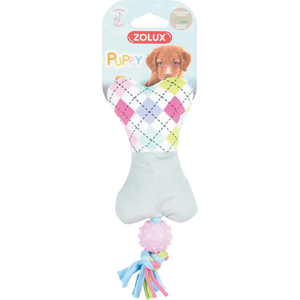 

Zolux Игрушка с пищалкой для щенков и собак миниатюрных пород Стильная кость, 7х3,5х18,5 см, серая