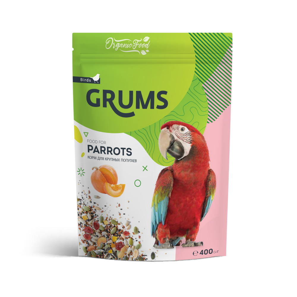 

GRUMS Корм для крупных попугаев, 400 гр.