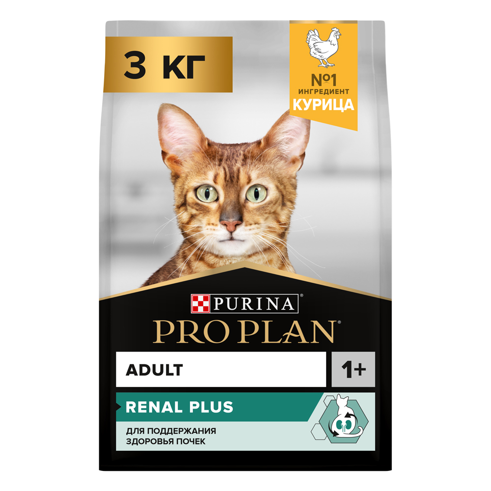 

ProPlan Renal Plus Сухой корм для поддержания здоровья почек у взрослых кошек, с высоким содержанием курицы, 1,5 кг