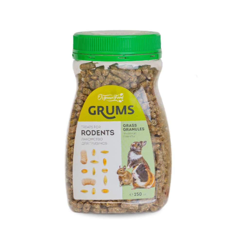 GRUMS Лакомство Травяные гранулы (250 гр.) для грызунов , цены, купить в интернет-магазине Четыре Лапы с доставкой