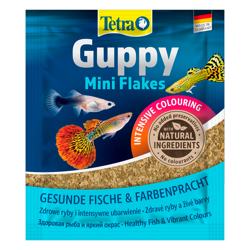 

Tetra Guppy Mini Flakes корм для живородящих рыб и гуппи хлопья, 100 мл