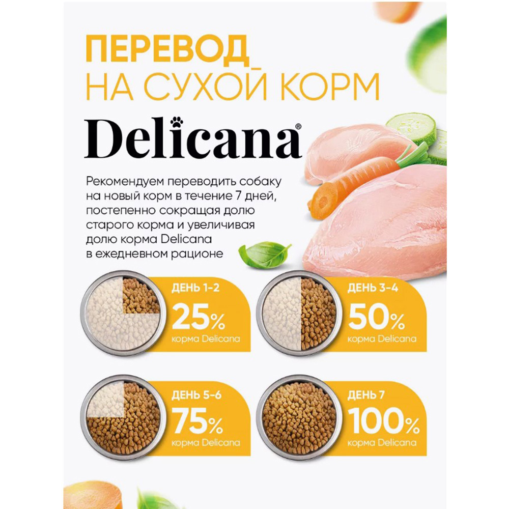 

DELICANA Premium Сухой корм для собак мелких пород, курица с овощами, 400 гр.