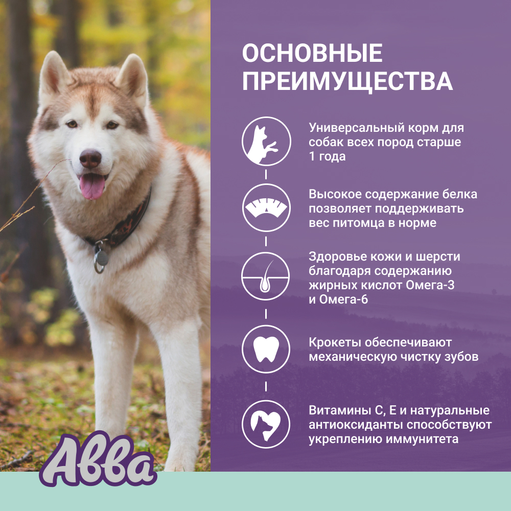 

АВВА Adult Сухой корм для собак всех пород, ягненок и рис, 12 кг