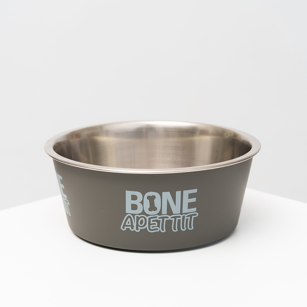 

RURRI Миска для кошек и собак Bone Appetit, 400 мл, 12,7х5 см, серая, Серый