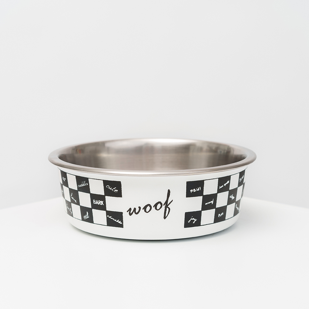 

Petmax Миска для кошек и собак Check Pattern, 450 мл, 14х14,5 см, черная, Черный