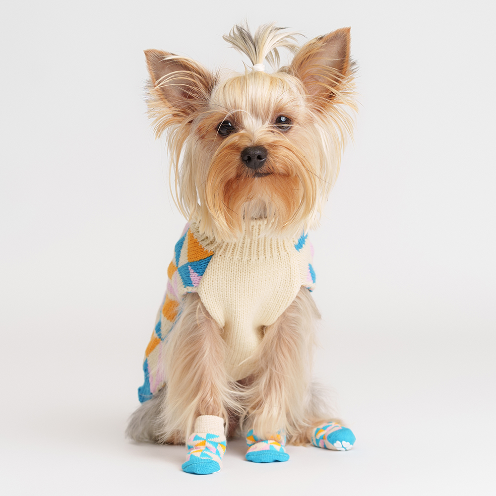 

Petmax Свитер с ромбами для кошек и собак, , бело-синий, Белый