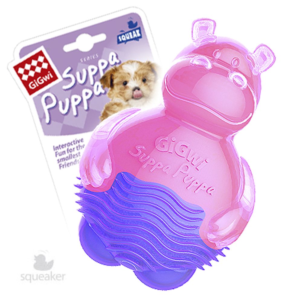 

GiGwi Игрушка с пищалкой для собак Бегемотик Suppa Puppa, 9 см, розовый