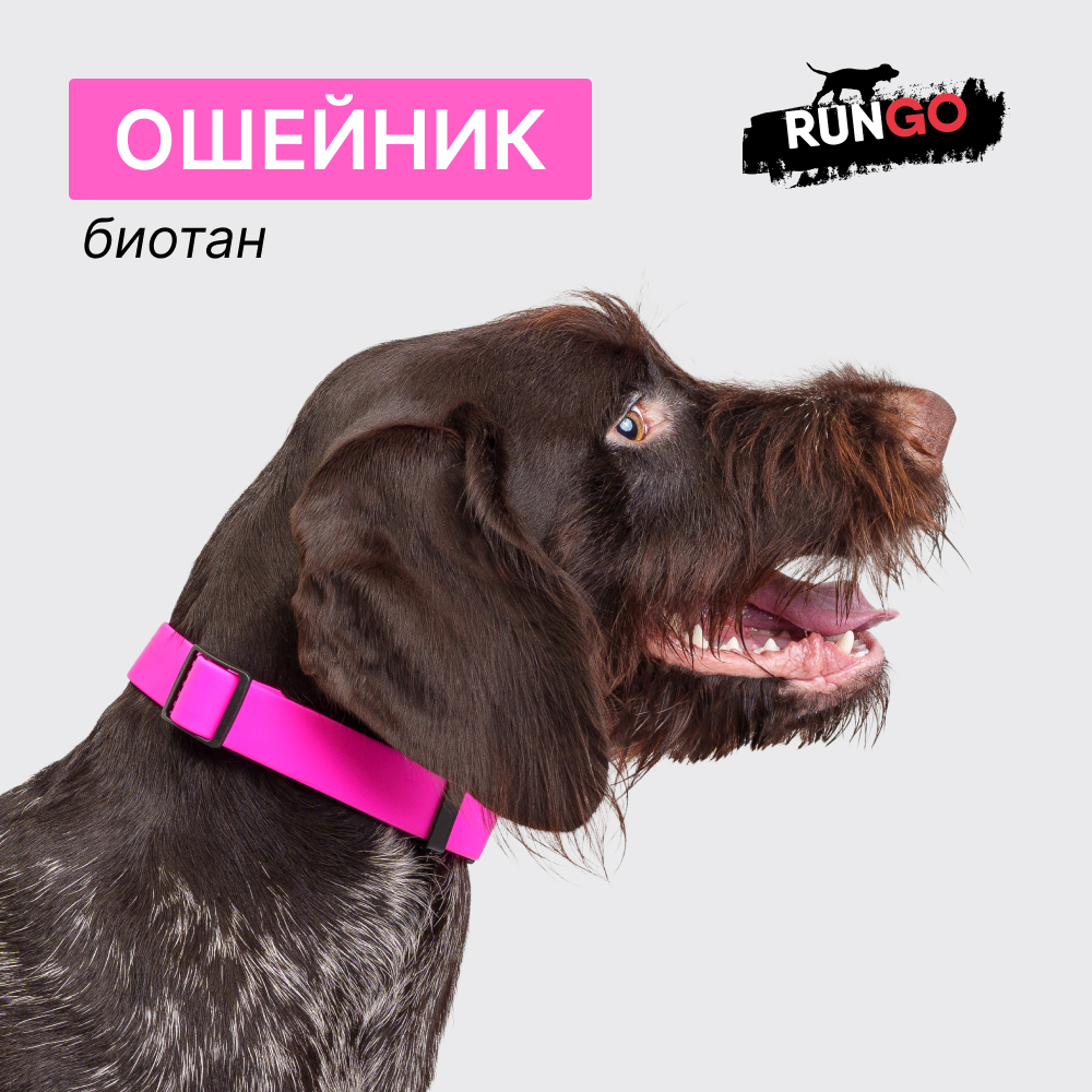 

Rungo Ошейник из биотана для собак, обхват шеи 37-55 см, ширина 2,, розовый