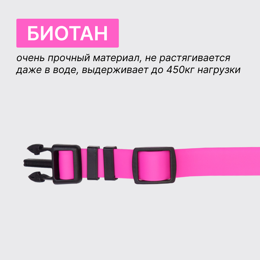 

Rungo Ошейник для собак из биотана с фастексом, обхват шеи 30-42 см, ширина 2 см, розовый