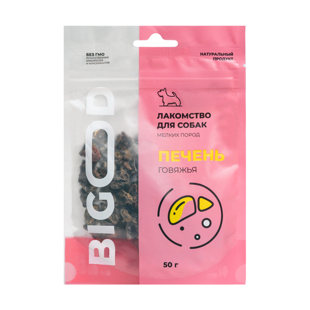 

BIGOOD Лакомство Печень говяжья для собак, 50 гр.
