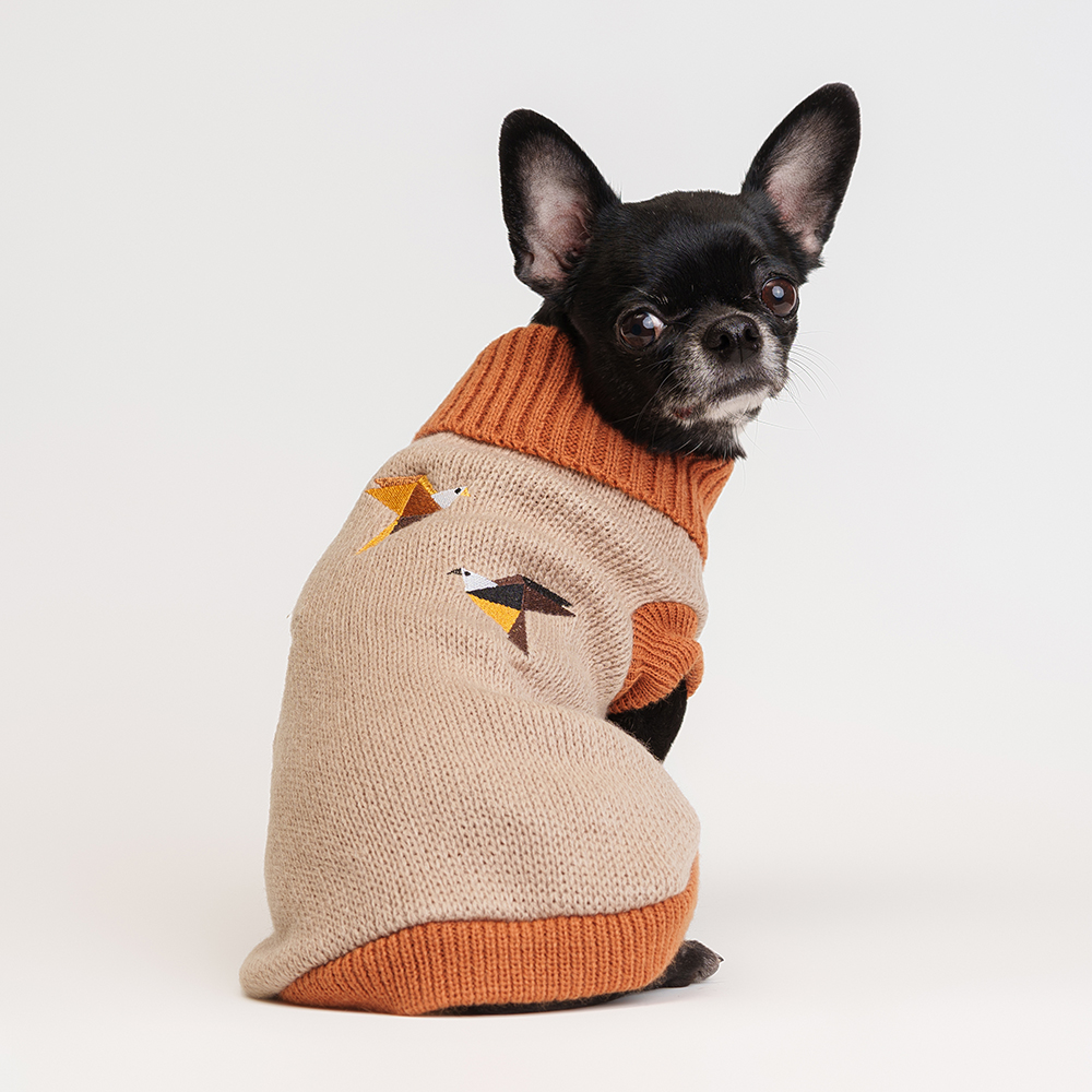 

Petmax Свитер с птичками для кошек и собак, , бежевый