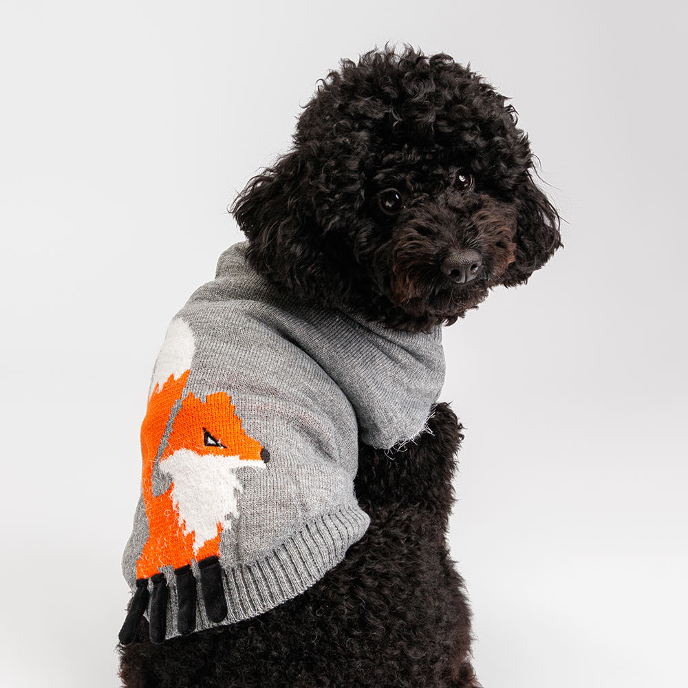 

Petmax Свитер с лисой для кошек и собак, , серый