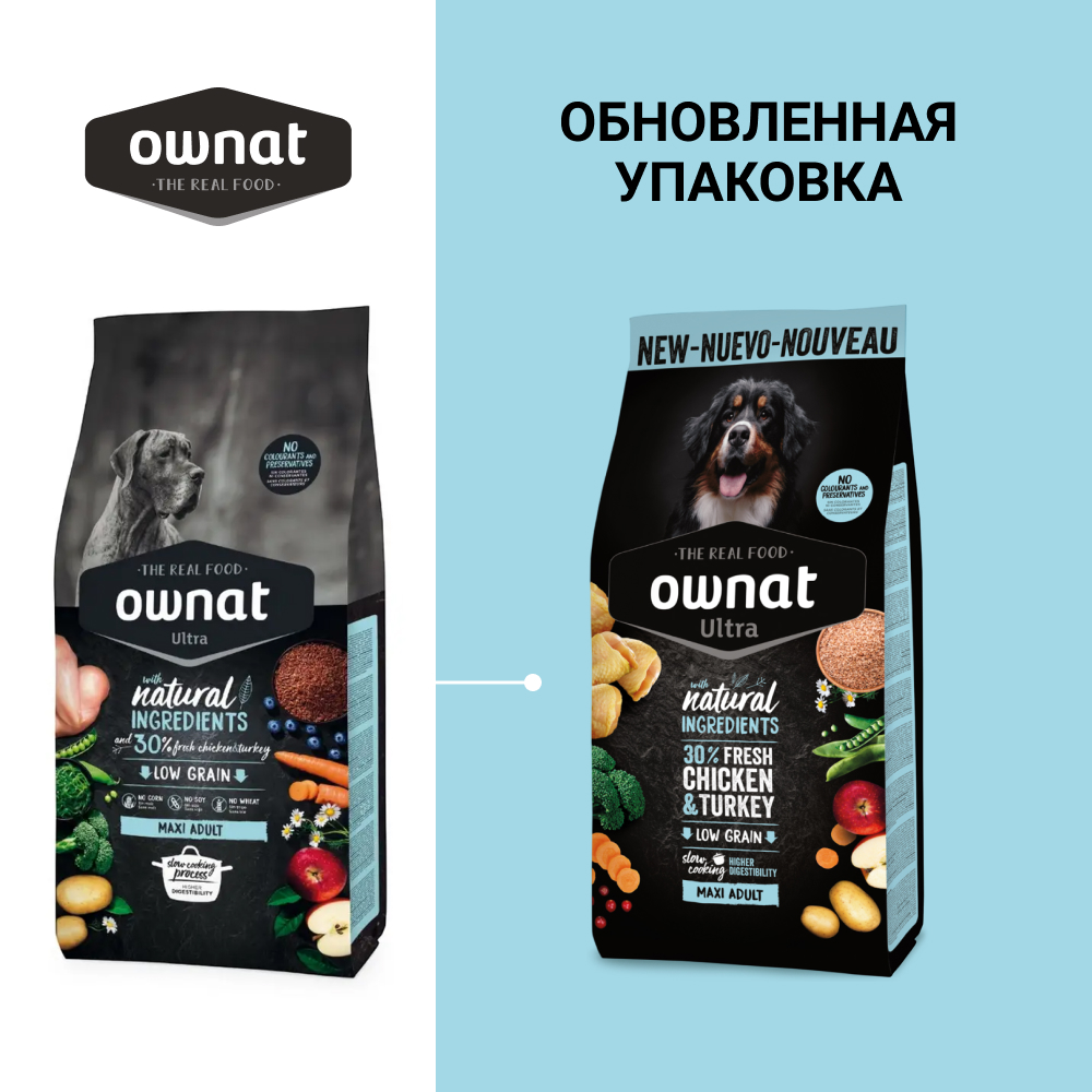 

Ownat Maxi Adult Ultra Сухой корм для собак крупных пород, с курицей и индейкой, 3 кг