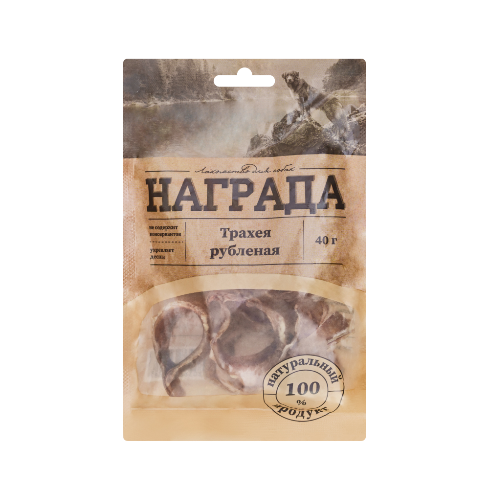 

Награда Лакомство Трахея рубленая (40 гр.) для собак