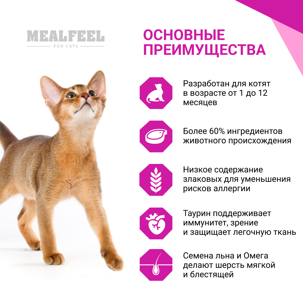 

Mealfeel Functional Nutrition Kitten Сухой корм для котят до 12 месяцев, с индейкой и курицей, 1,5 кг