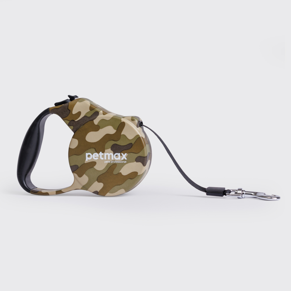 

Petmax Рулетка для собак, , до 15 кг, ремень 3 м, камуфляж, Зеленый