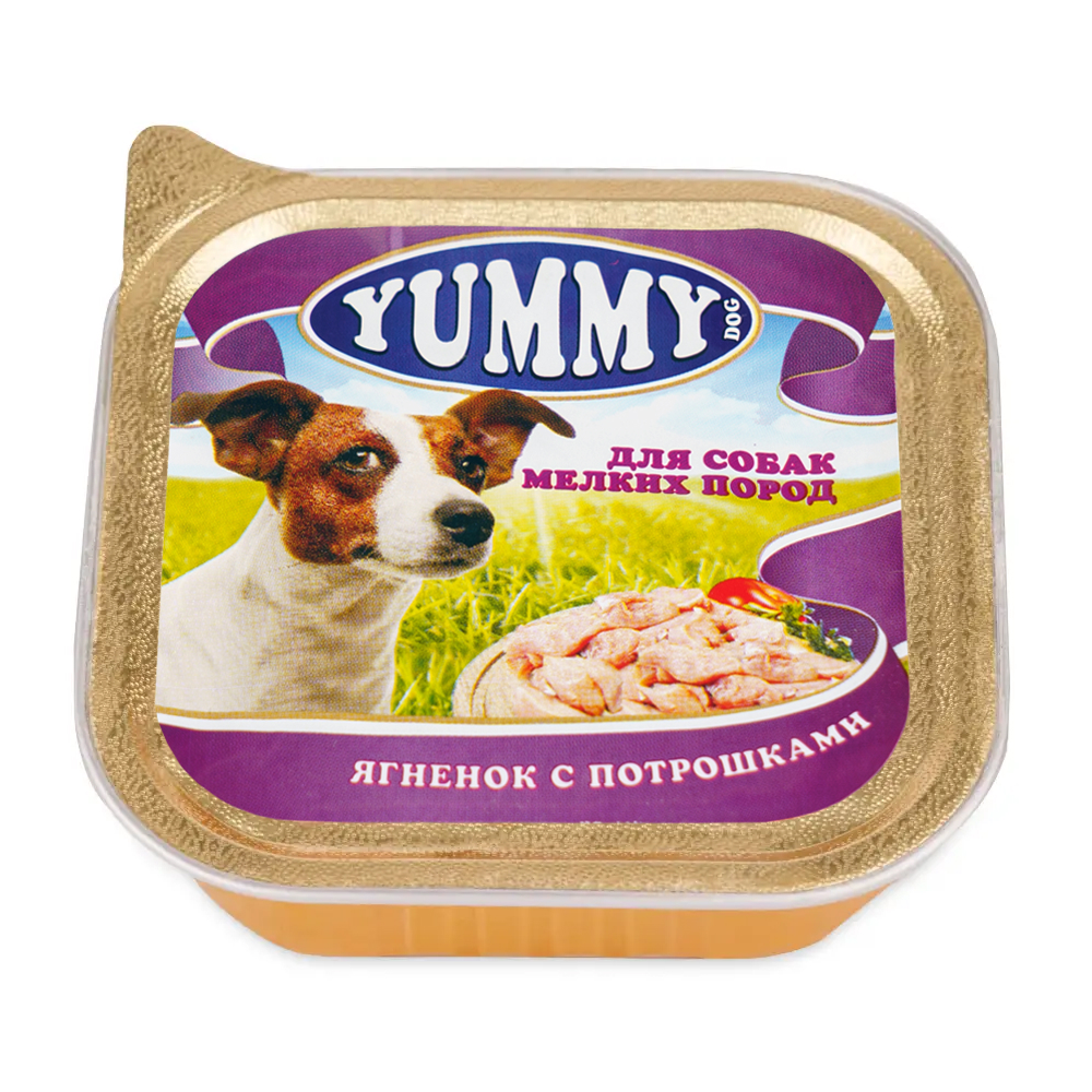 

Yummy Влажный корм (консервы) для собак мелких пород, с ягненком и потрошками, 100 гр.
