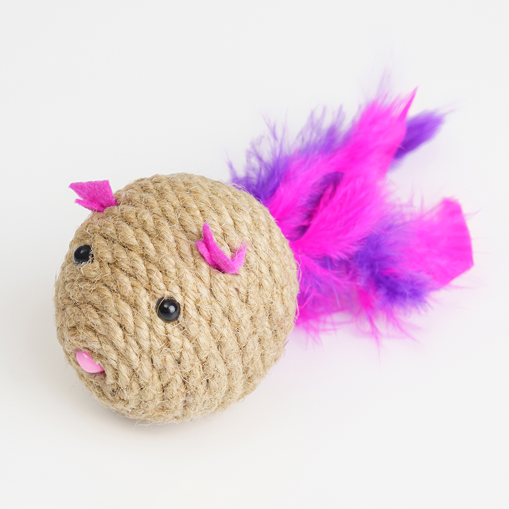 

Pet hobby Игрушка с валерианой и гремелкой для кошек Мышь с перьями, 5,7 см, Разноцветный