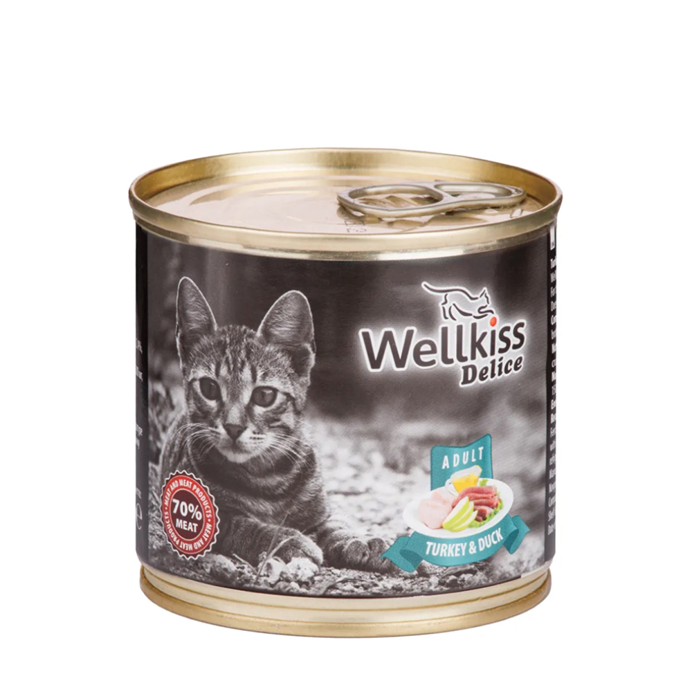 

Wellkiss Delice Влажный корм (консервы) для кошек, с индейкой и уткой, 240 гр.