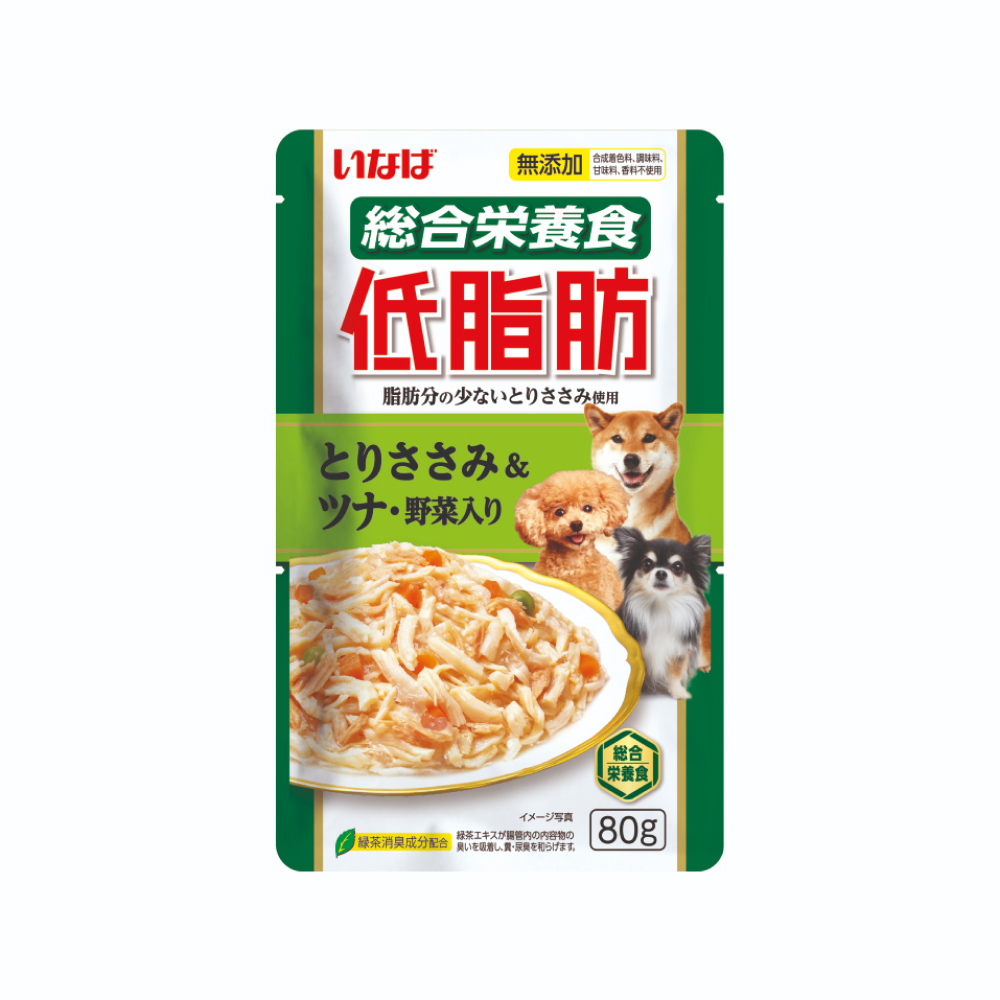

INABA CIAO Teishibo Влажный корм (пауч) для собак, куриное филе с тунцом и овощами в желе, 80 гр.