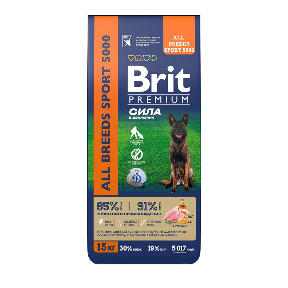 

Brit All Breeds Sport Сухой корм для взрослых собак всех пород с высокими затратами энергии, с курицей, 15 кг