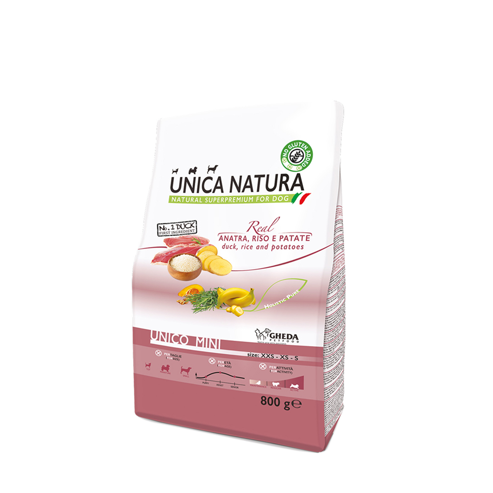 

UNICA Natura Mini Сухой корм для собак мелких пород, с уткой, рисом и картофелем, 800 гр.
