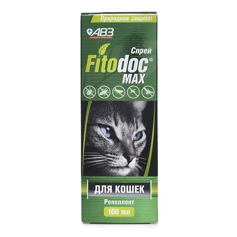 

АВЗ Fitodoc Max Спрей репеллентный от блох и клещей для кошек и котят, 100 мл
