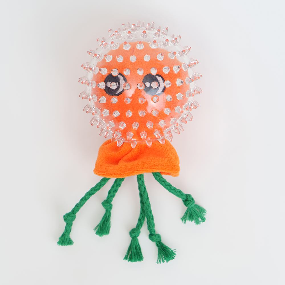

RURRI Игрушка для собак Осьминог в мячике, 13,5х8,5х8,5 см, Разноцветный