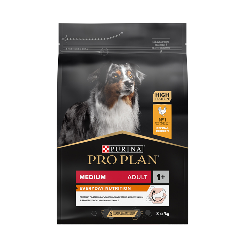 

ProPlan Everyday Nutrition Сухой корм для взрослых собак средних пород, с высоким содержанием курицы, 3 кг