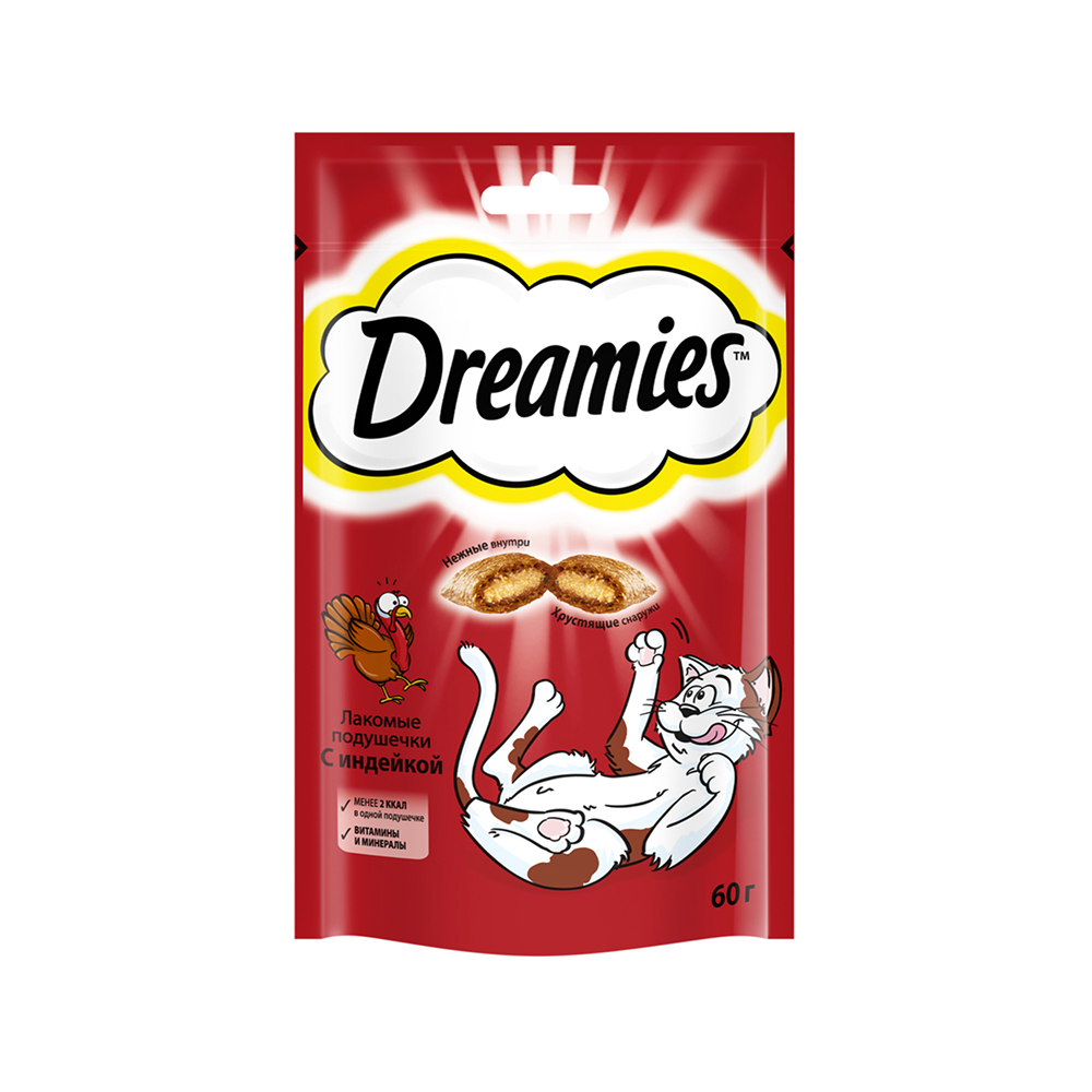 

Dreamies Лакомство Подушечки с индейкой для кошек, 60 гр.
