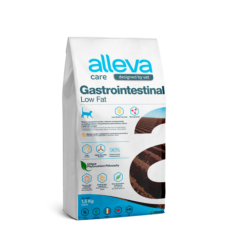 

ALLEVA Cat Gastrointestinal Low Fat Сухой диетический корм для кошек, 1,5 кг