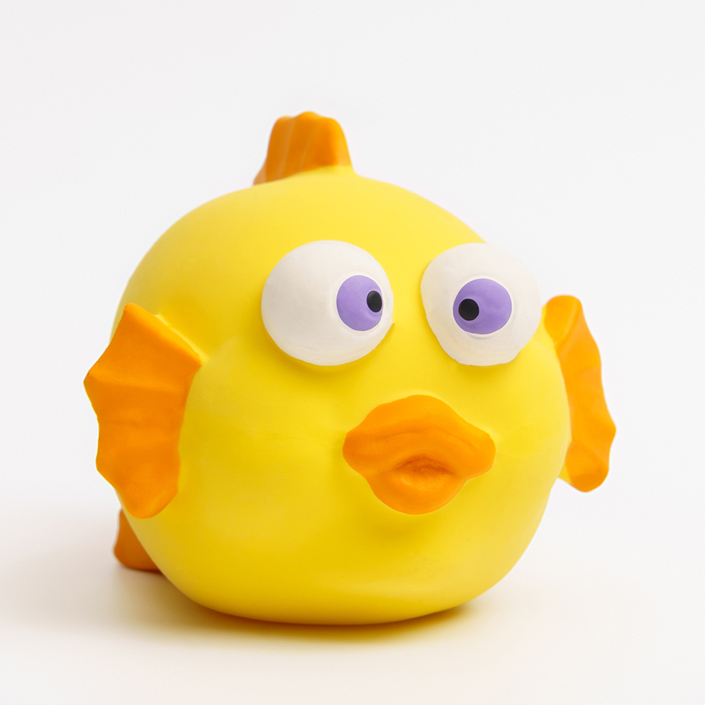 

RURRI Игрушка из латекса для собак Рыбка, 11,8х8,2х9 см, Разноцветный