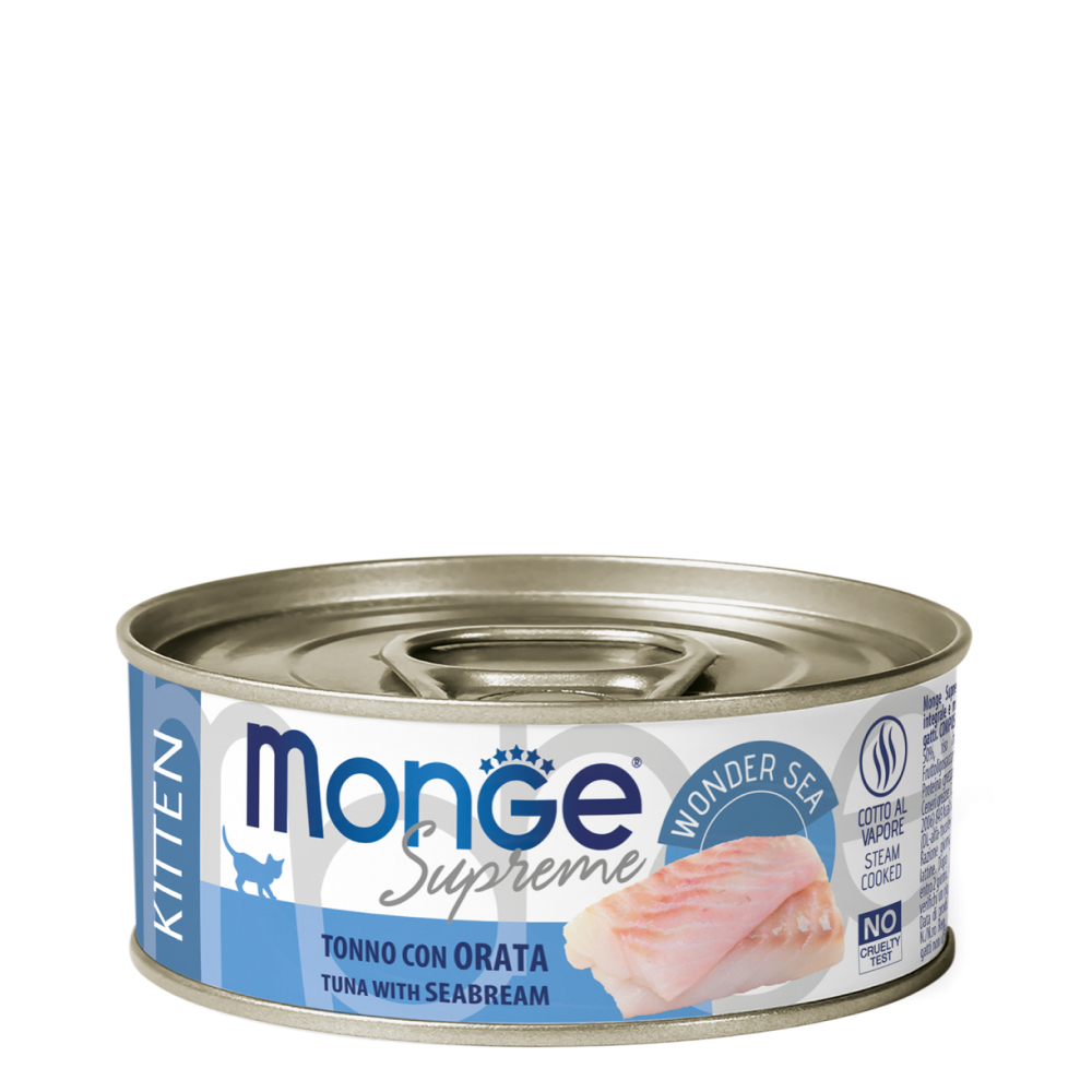 

Monge Kitten Влажный корм (консервы) для котят, с тунцом и дорадо, 80 гр.