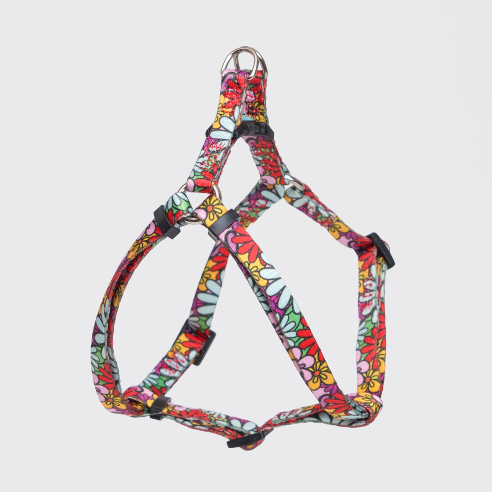 

RURRI Шлейка для кошек и собак Flower Power, объем груди 33-46,5 см, ширина ремешка 1 см, Голубой