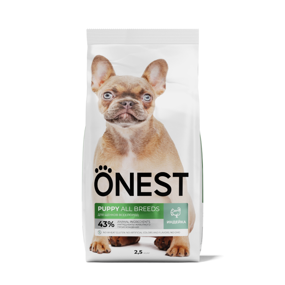 

ONEST Puppy all breeds Сухой полнорационный корм для щенков всех пород, с индейкой, 2,5 кг